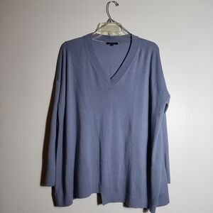 Lafayette 148 Cashmere Silk Blend Asymmetrical Sweater Slate Size Medium